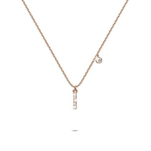 Solid 925 Sterling Silver Initial Crystal Personalised Alphabet Letter Necklace Rose Gold Filled